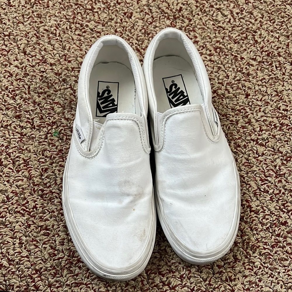 white slip on vans